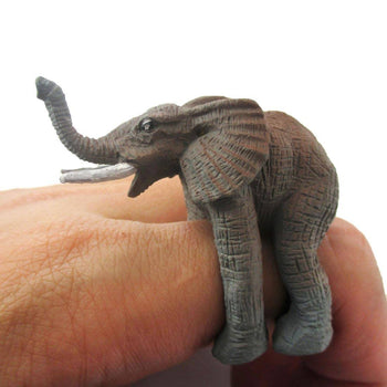 3D Realistic Elephant Figurine Shaped Animal Wrap Ring for Kids | US Size 3 to size 5 | DOTOLY