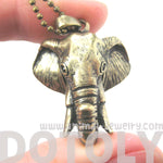 3D Realistic Elephant Head Animal Pendant Necklace in Brass | DOTOLY