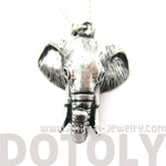 3D Realistic Elephant Head Animal Pendant Necklace in Silver | DOTOLY
