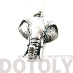 3D Realistic Elephant Head Animal Pendant Necklace in Silver | DOTOLY