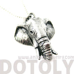 3D Realistic Elephant Head Animal Pendant Necklace in Silver | DOTOLY