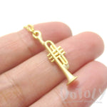 3D Realistic Musical Instrument Trumpet Shaped Pendant Necklace in Gold | DOTOLY