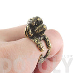 3D Realistic Toy Poodle Puppy Dog Shaped Animal Wrap Ring in Brass | US Sizes 5 to 8 | DOTOLY