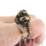 3D Realistic Toy Poodle Puppy Dog Shaped Animal Wrap Ring in Brass | US Sizes 5 to 8 | DOTOLY