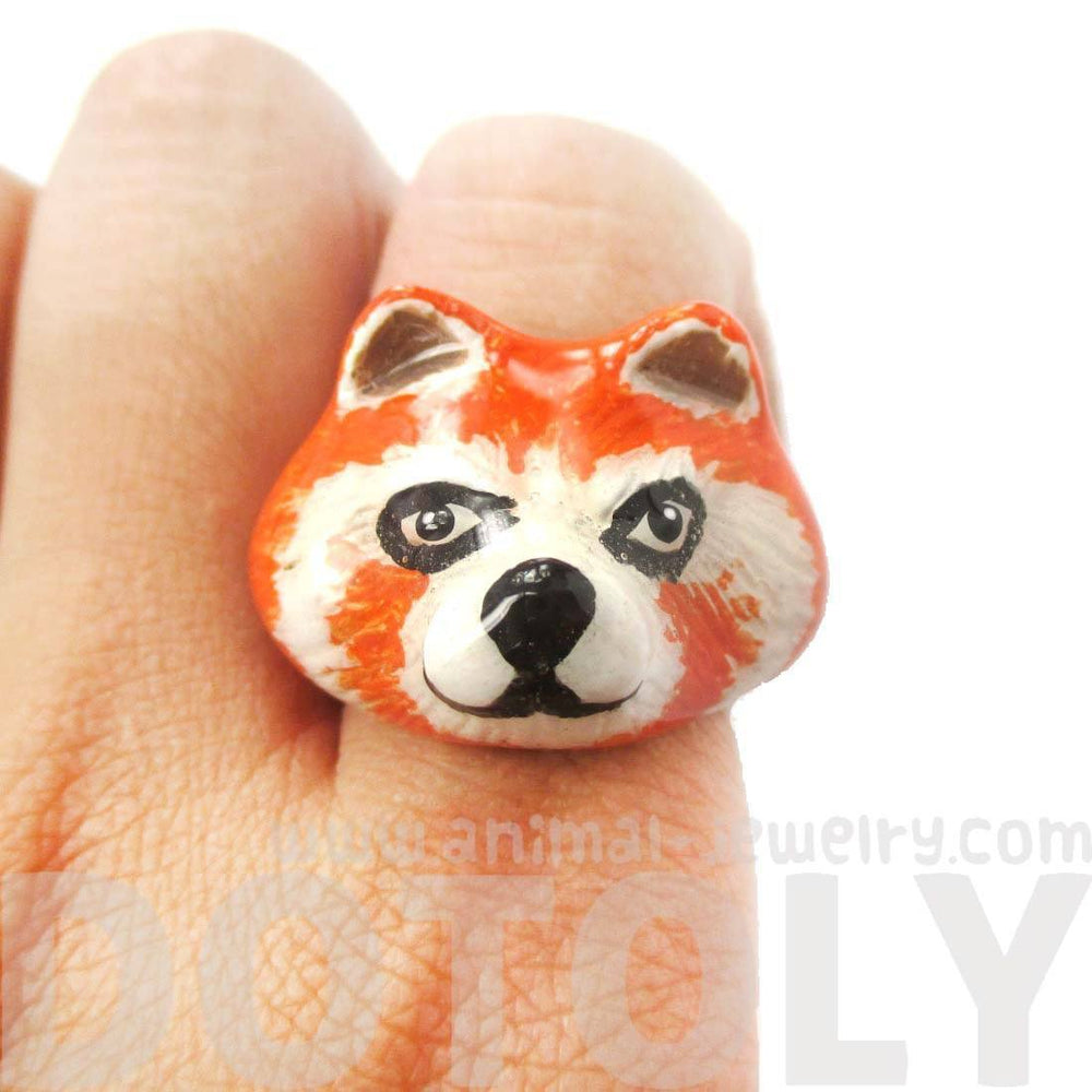 3D Red Panda Shaped Enamel Animal Ring in US Size 6 and 7 | Limited Edition | DOTOLY