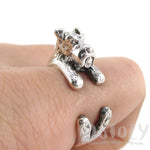 3D Schnauzer Dog Shaped Animal Wrap Ring in 925 Sterling Silver | US Sizes 4 to 9 | DOTOLY