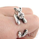 3D Schnauzer Dog Shaped Animal Wrap Ring in 925 Sterling Silver | US Sizes 4 to 9 | DOTOLY