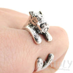 3D Schnauzer Dog Shaped Animal Wrap Ring in 925 Sterling Silver | US Sizes 4 to 9 | DOTOLY