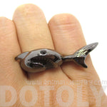 3D Shark Shaped Sea Animal Wrap Around Ring in Gunmetal Silver | DOTOLY | DOTOLY