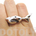 3D Shark Shaped Sea Animal Wrap Around Ring in Silver | DOTOLY | DOTOLY