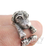 3D Short Hair Old English Sheepdog Shaped Animal Ring in Silver