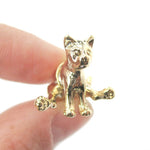 3D Sitting Kitty Cat Shaped Two Part Front Back Stud Earrings in Shiny Gold | DOTOLY | DOTOLY