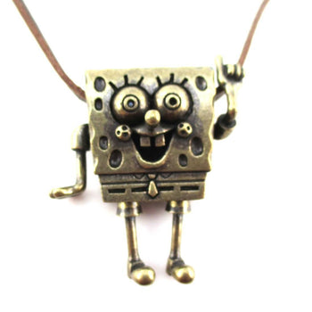 3D SpongeBob SquarePants Shaped Nickelodeon Pendant Necklace in Brass | DOTOLY | DOTOLY