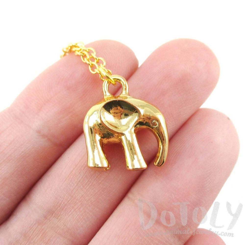 3D Standing Elephant Shaped Pendant Necklace in Gold | DOTOLY | DOTOLY