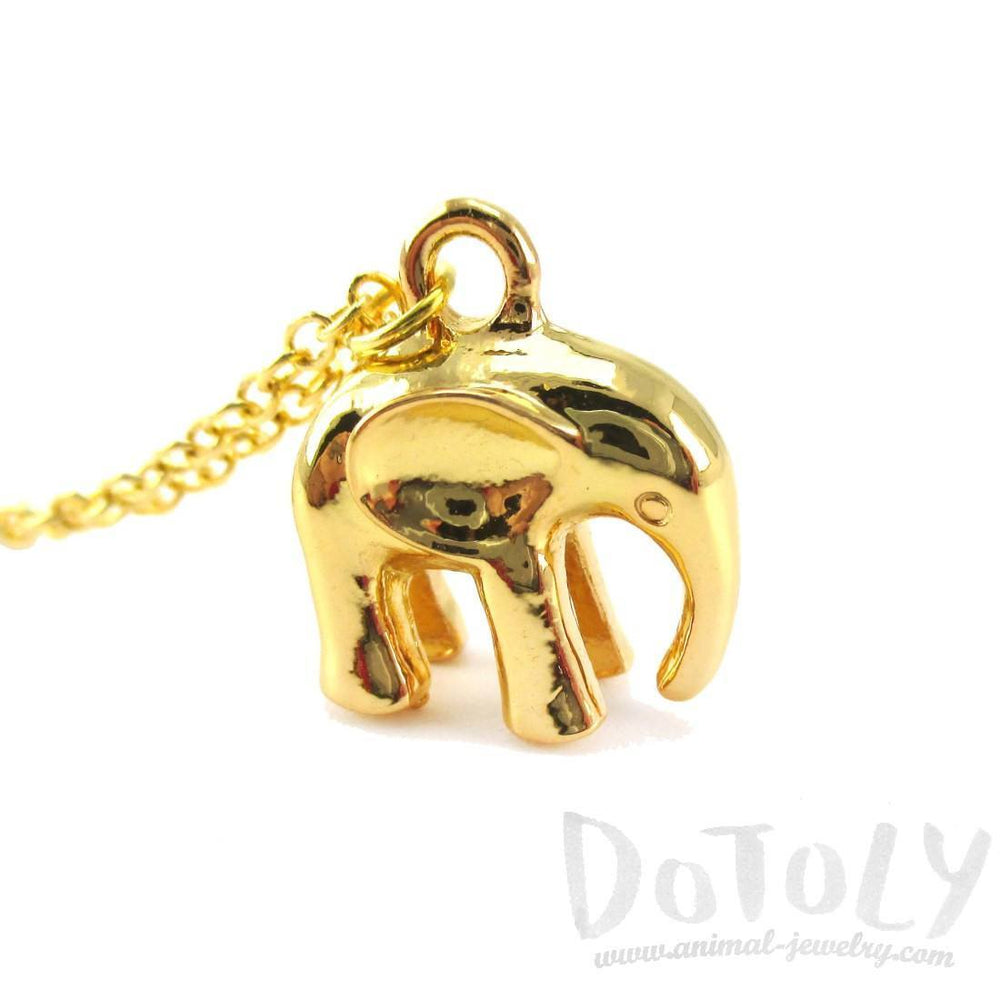 3D Standing Elephant Shaped Pendant Necklace in Gold | DOTOLY | DOTOLY