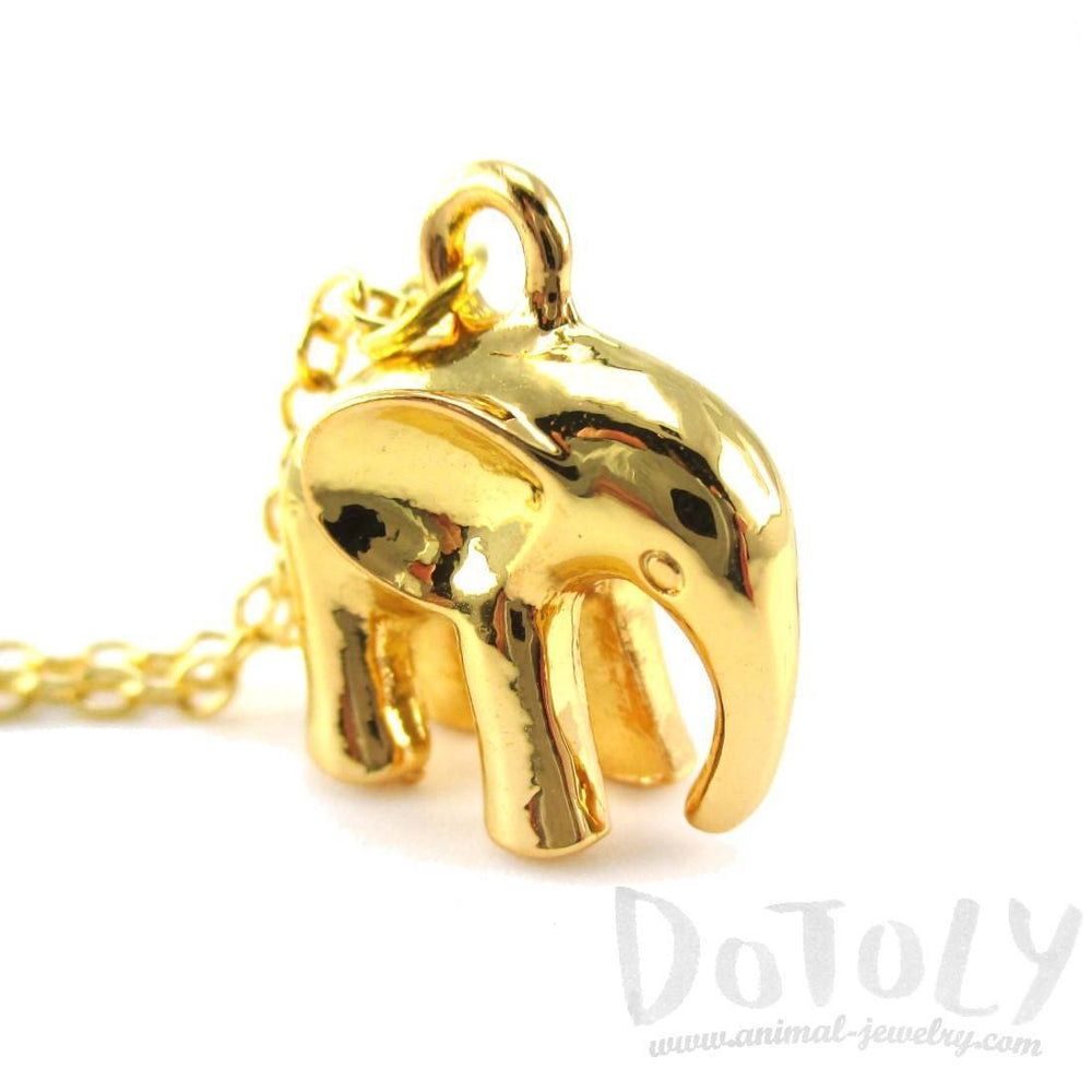 3D Standing Elephant Shaped Pendant Necklace in Gold | DOTOLY | DOTOLY