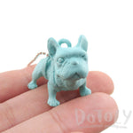 3D Standing French Bulldog Dog Shaped Pendant Necklace in Mint Blue | DOTOLY