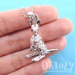 3D Standing Kangaroo Shaped Rhinestone Pendant Necklace in Silver | DOTOLY | DOTOLY