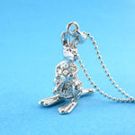 3D Standing Kangaroo Shaped Rhinestone Pendant Necklace in Silver | DOTOLY | DOTOLY