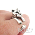 3D Tiger Wrapped Around Your Finger Shaped Ring in Silver | DOTOLY