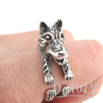 3D Timber Wolf Shaped Animal Spirit Ring in Silver | Animal Rings