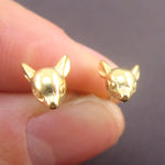 3D Miniature Deer Doe Head Shaped Animal Taxidermy Stud Earrings