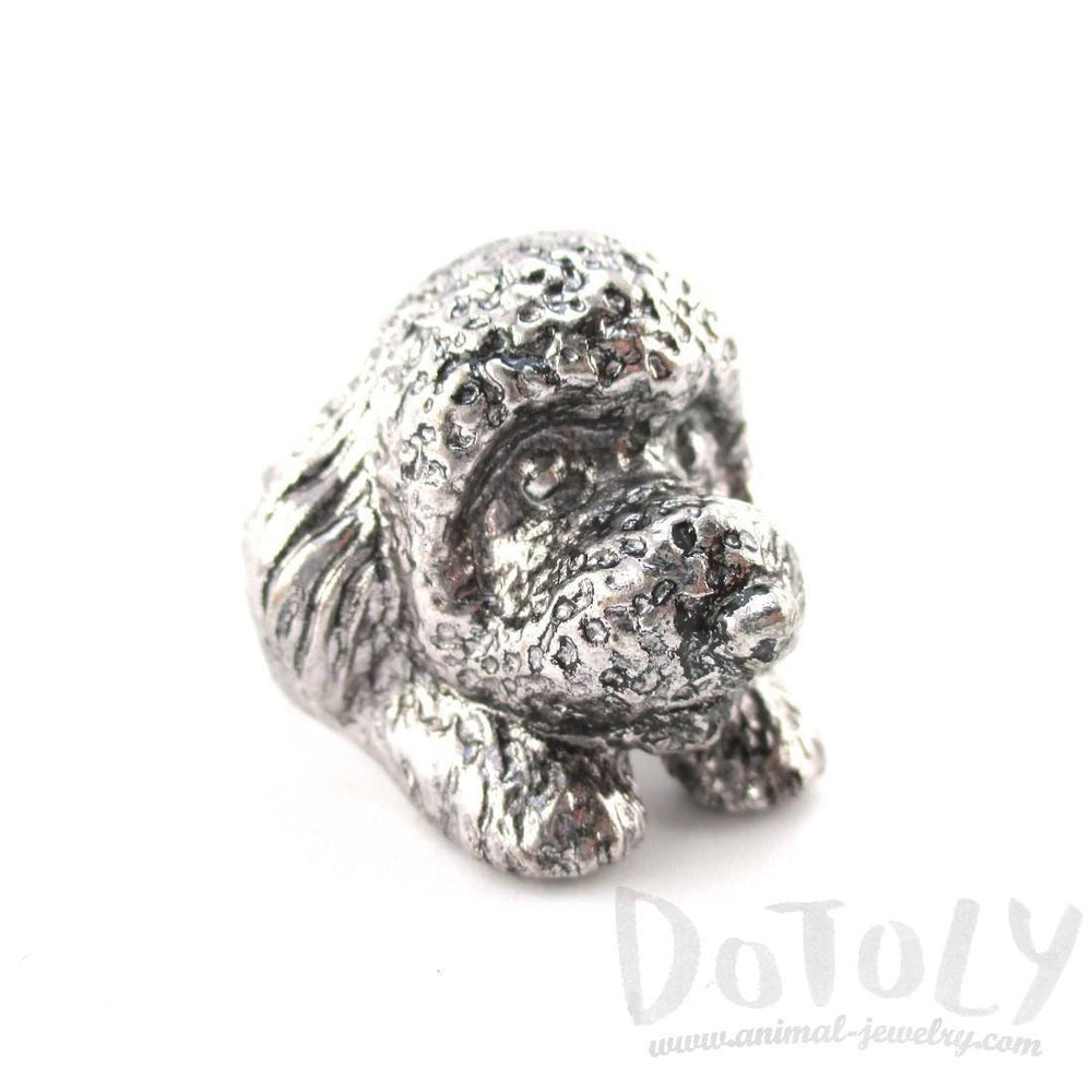 3D Toy Poodle Head Shaped Animal Ring in Silver | Gifts for Dog Lovers | DOTOLY