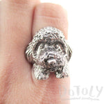 3D Toy Poodle Head Shaped Animal Ring in Silver | Gifts for Dog Lovers | DOTOLY