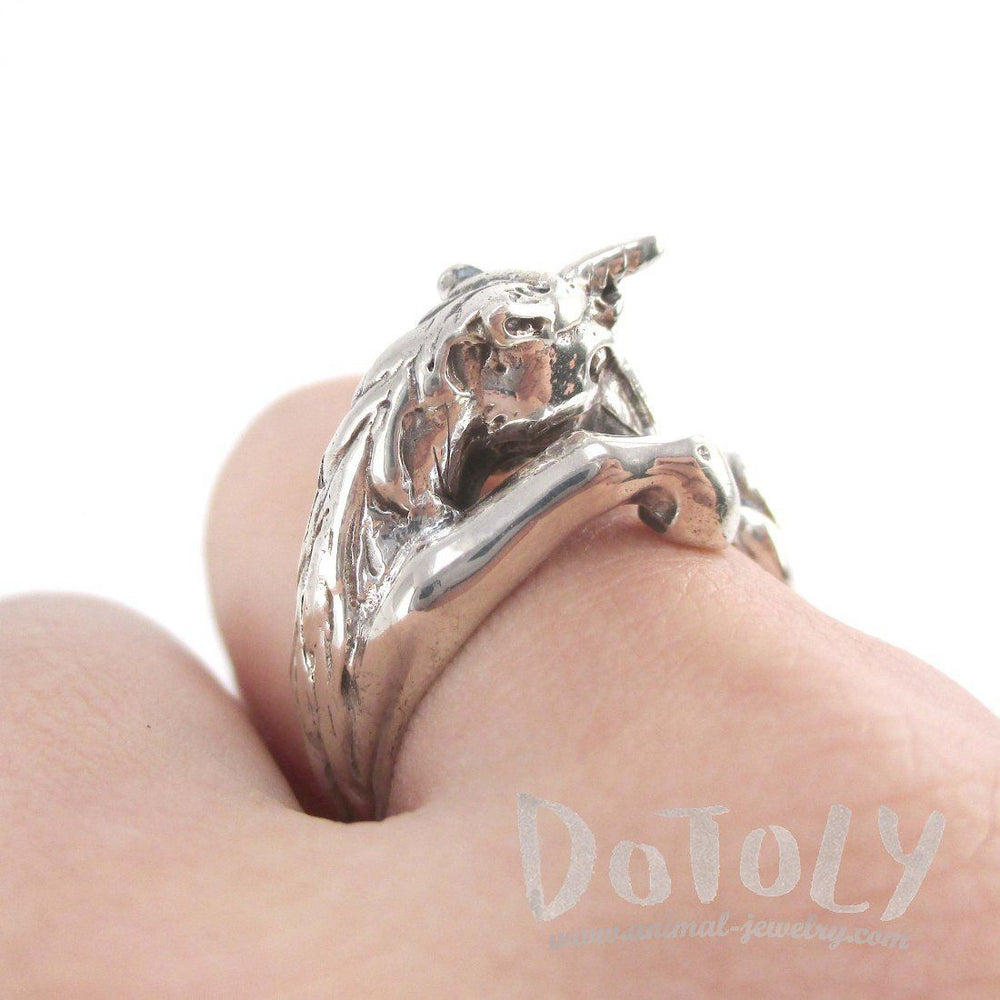 3D Unicorn Shaped Animal Wrap Ring in 925 Sterling Silver | DOTOLY