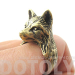 3D Unisex Wolf Face Shaped Animal Ring in Brass | US Size 6 to 10 | DOTOLY