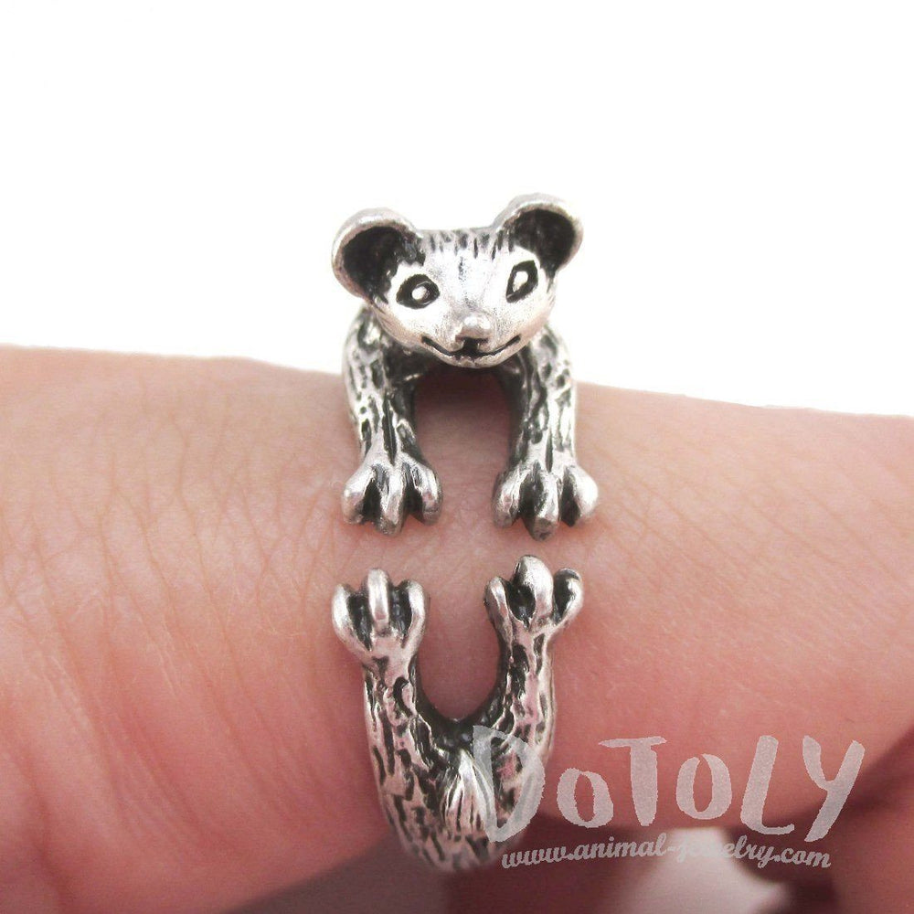 3D Weasel Ferret Mink Shaped Animal Wrap Around Ring | Animal Jewelry