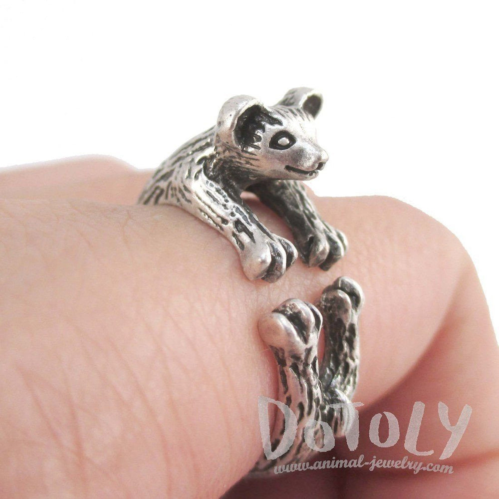 3D Weasel Ferret Mink Shaped Animal Wrap Around Ring | Animal Jewelry