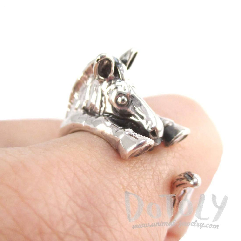 3D Zebra Shaped Animal Wrap Around Ring in 925 Sterling Silver