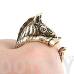 3D Zebra Shaped Animal Wrap Around Ring in Shiny Gold | US Sizes 4 to 9 | DOTOLY