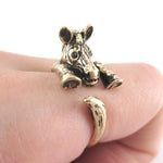 3D Zebra Shaped Animal Wrap Around Ring in Shiny Gold | US Sizes 4 to 9 | DOTOLY