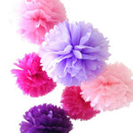 7 Mixed Large Sized Tissue Paper Pom Pom Ready To Ship Package | Shades of Purple | DOTOLY
