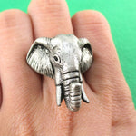 Adjustable Elephant Animal Realistic Ring For Men and Women in Silver