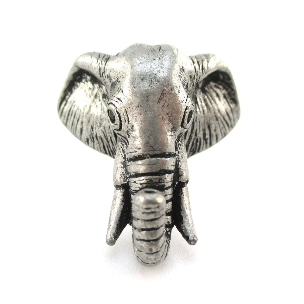 Adjustable Elephant Animal Realistic Ring For Men and Women in Silver