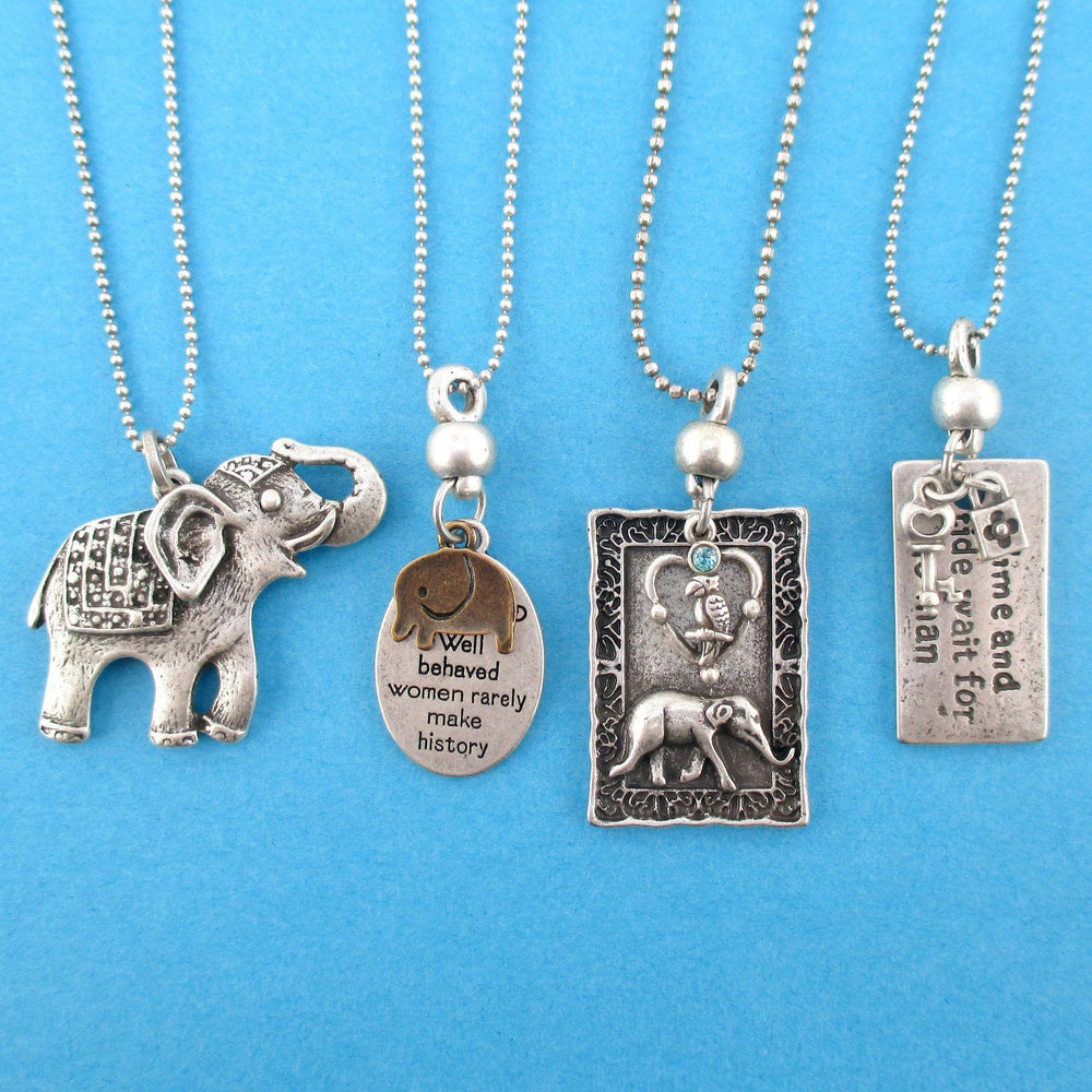 elephant-themed-4-piece-necklace-bundle-set-in-silver
