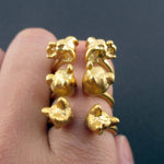 3D Animal Totem Rings in the Shape of a Panda Wolf and Elephant in Gold