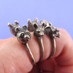 3D Animal Totem Rings in the Shape of a Panda Wolf and Elephant | 3 Piece Set