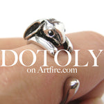 Bunny Rabbit Animal Wrap Around Ring in Shiny Silver - Sizes 4 to 9 Available | DOTOLY