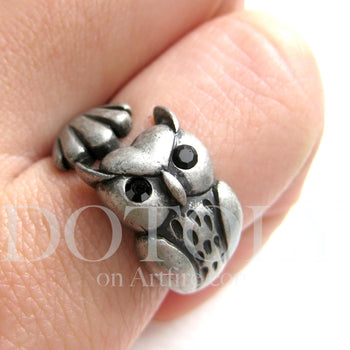 Owl Bird Animal Wrap Around Ring in Silver - Sizes 4 to 8.5 Available | DOTOLY
