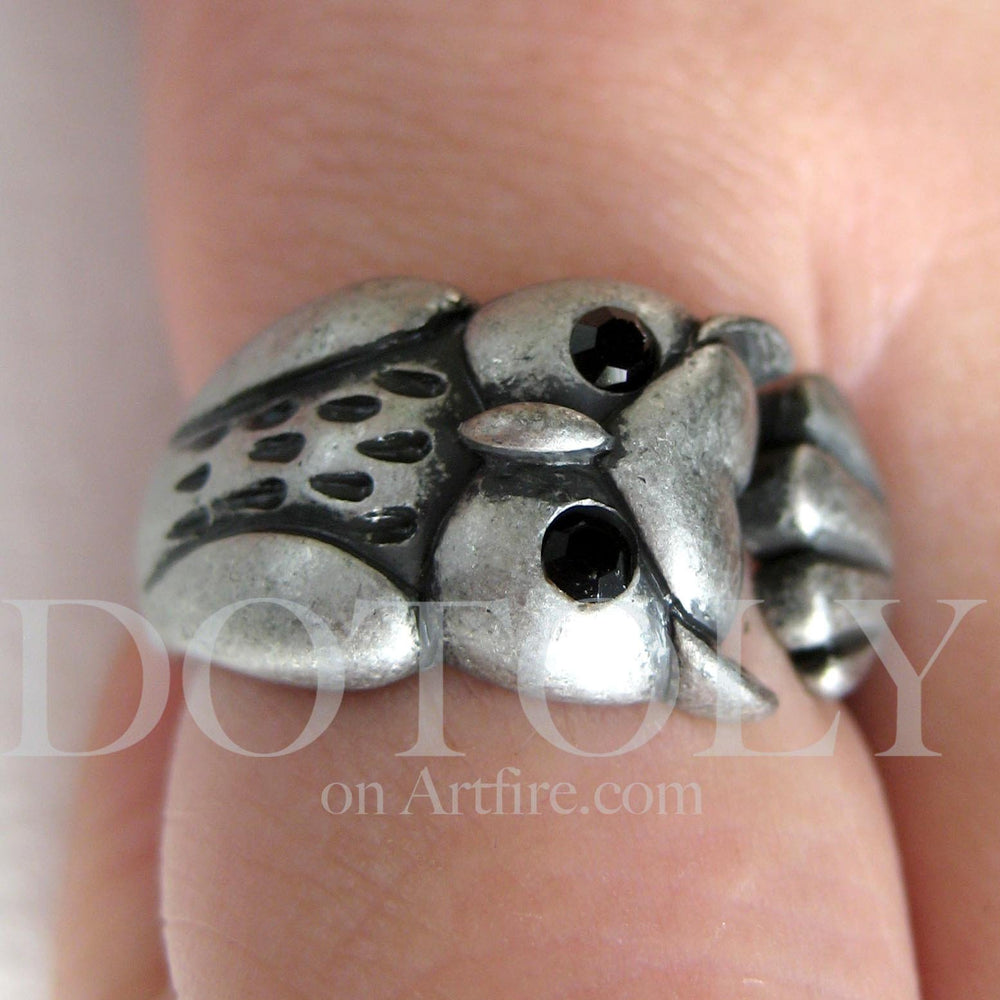 Owl Bird Animal Wrap Around Ring in Silver - Sizes 4 to 8.5 Available | DOTOLY