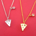 Swiss Cheese Wedge of Cheese Pendant Necklace in Gold or Silver