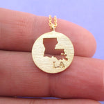 USA Home State IL TX DE LA CA AK ME NV OK NC Round Dye Cut Necklace