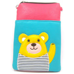 Adorable Teddy Bear Small Cross Body Shoulder Bag Purse in Blue and Pink | DOTOLY