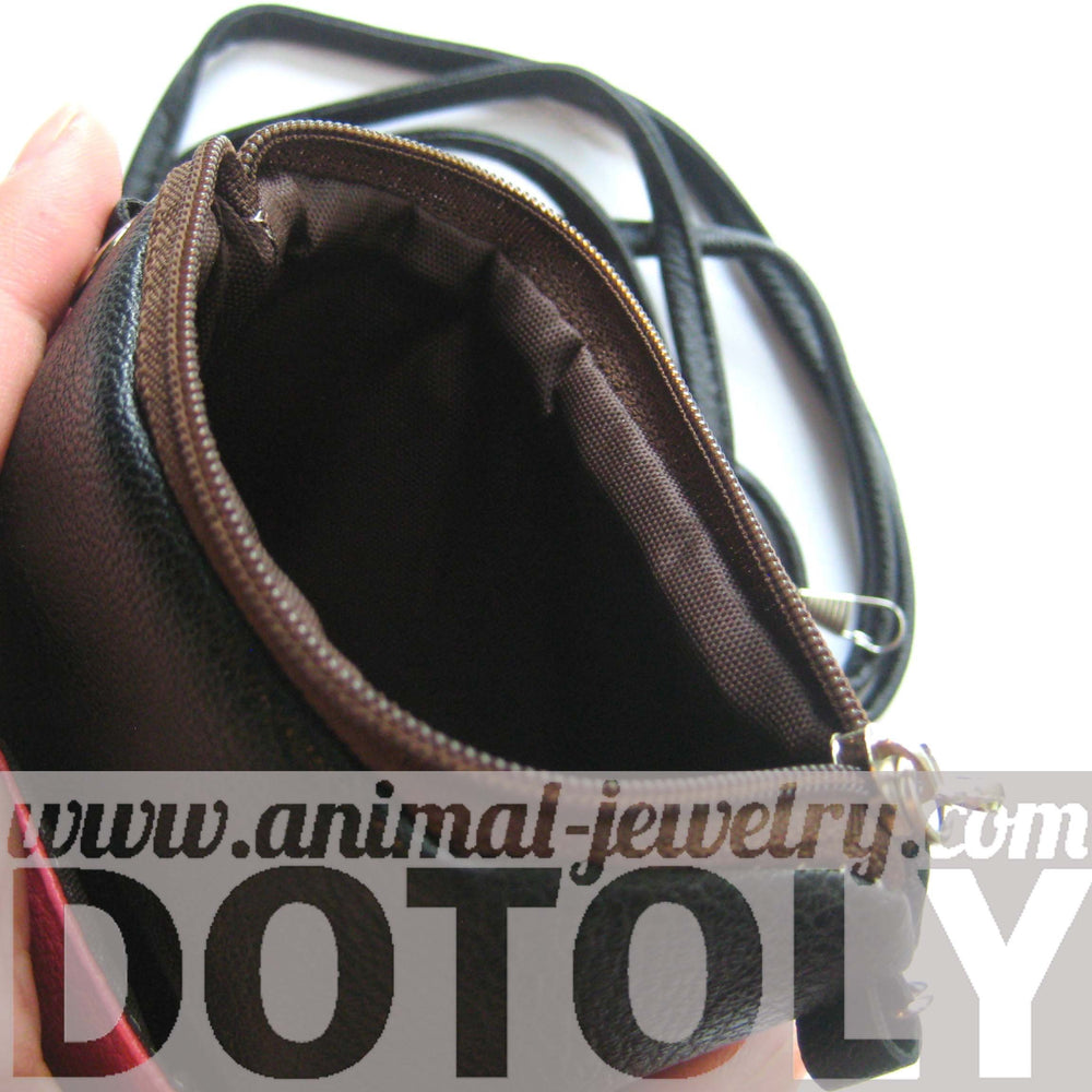 Adorable Teddy Bear Small Cross Body Shoulder Bag Purse in Black and Pink | DOTOLY