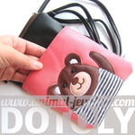 Adorable Teddy Bear Small Cross Body Shoulder Bag Purse in Black and Pink | DOTOLY