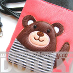 Adorable Teddy Bear Small Cross Body Shoulder Bag Purse in Black and Pink | DOTOLY